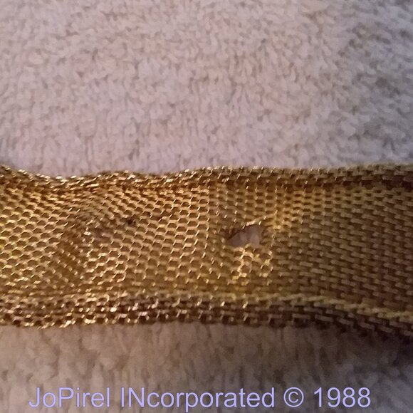 French Yellow Goldtone Metal Mesh Chain Decorated Designer Belt main image 7